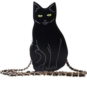 Elegant Black Cat Crossbody Bag